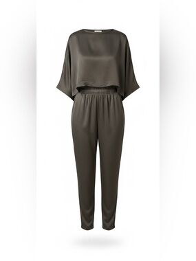 PLANET by Lauren G Poly Silk Lounge Jumpsuit Set (Pants and Blouse)